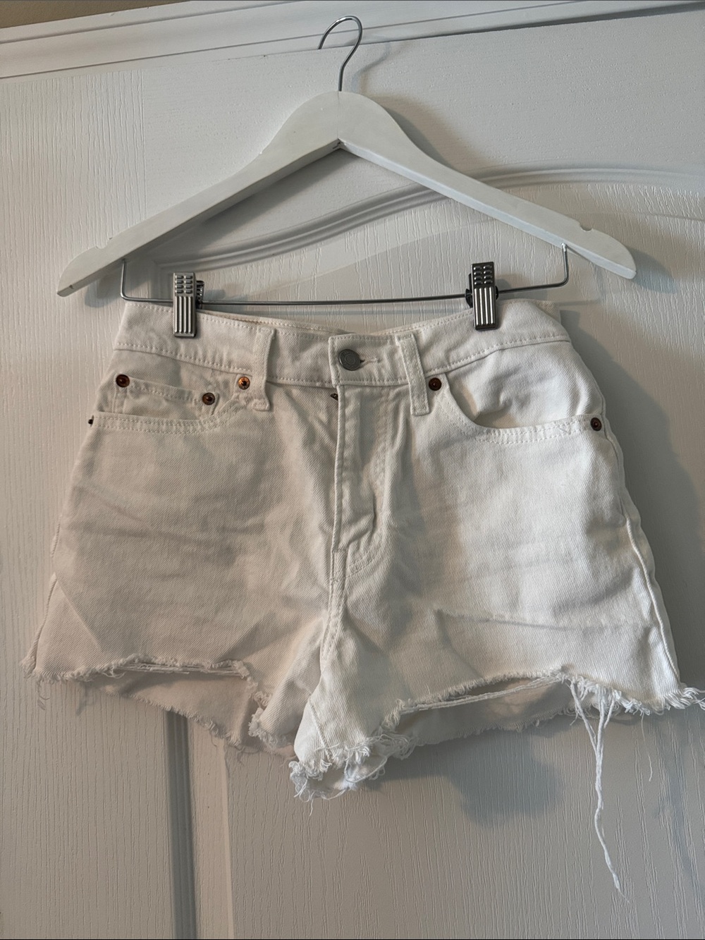 Levi's White Denim Cutoff Shorts